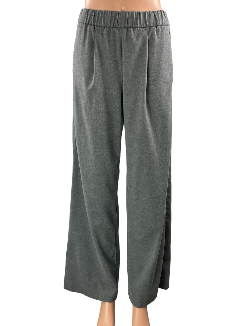 Ann Taylor Women's Gray High Rise Elastic Waist Baggy Wide Leg Trousers Pants XS